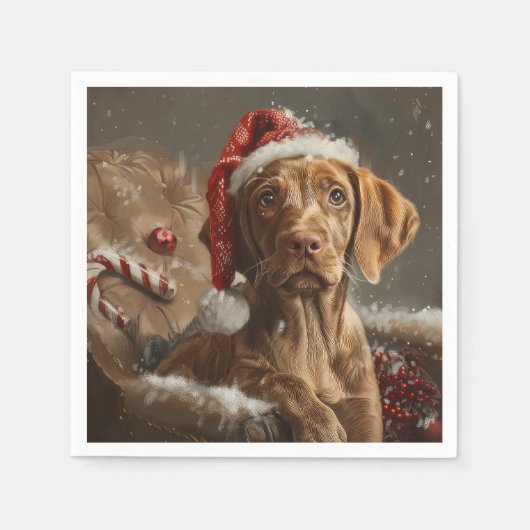 Vizsla Hond Kerstfeest Servet (Voorkant)