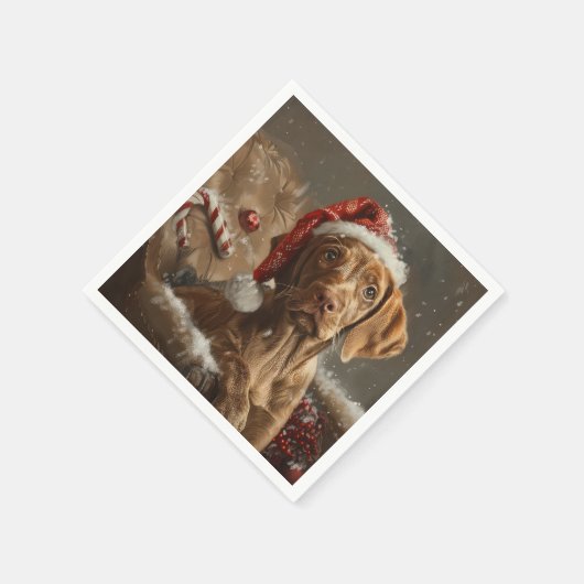 Vizsla Hond Kerstfeest Servet (Hoek)
