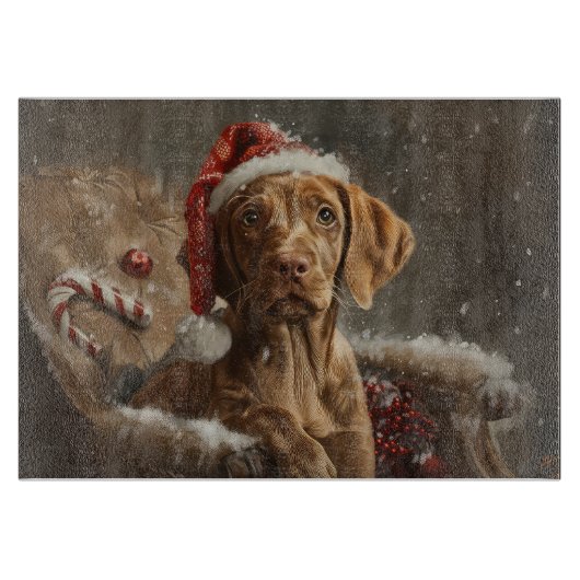 Vizsla Hond Kerstfeest Snijplank (Voorkant)
