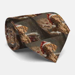 Vizsla Hond Kerstfeest Stropdas