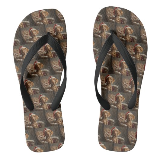 Vizsla Hond Kerstfeest Teenslippers (Voetbed)