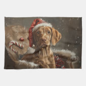 Vizsla Hond Kerstfeest Theedoek (Horizontaal)