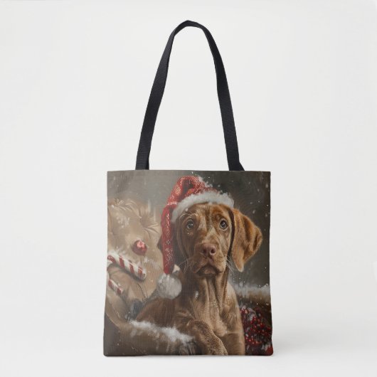 Vizsla Hond Kerstfeest Tote Bag (Voorkant)