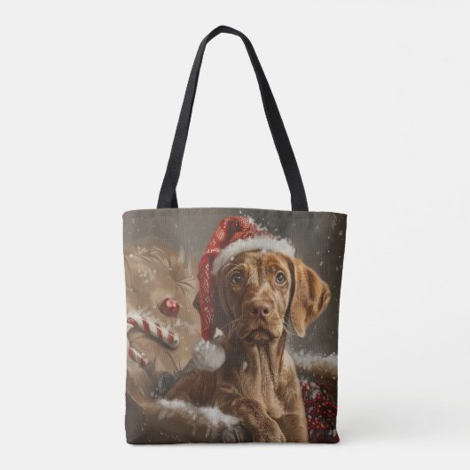 Vizsla Hond Kerstfeest Tote Bag (Achterkant)