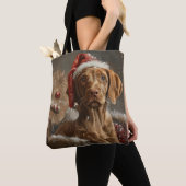 Vizsla Hond Kerstfeest Tote Bag (Dichtbij)