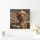 Vizsla Hond Kerstfeest Vierkante Klok (Huis)