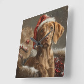 Vizsla Hond Kerstfeest Vierkante Klok (Hoek)