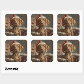 Vizsla Hond Kerstfeest Vierkante Sticker (Vel)