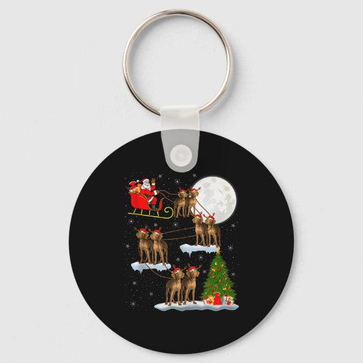 Vizsla Hond Kerstman Slede Vliegend Grappig Magisc Sleutelhanger (Voorkant)