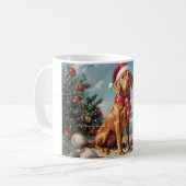 Vizsla Hond Kerstmis Vintage Strand Koffiemok (Voorkant links)