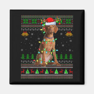 Vizsla-hond lelijke kersttrui Kerstman X Magneet