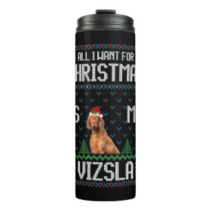Vizsla Hond Lelijke Kersttrui Thermosbeker