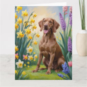 Vizsla-hond Lente Bloemen Schilderij Kaart (Voorkant)