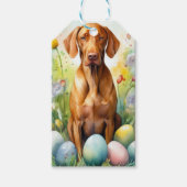 Vizsla Hond met Paaseieren Vakantie Cadeaulabel (Voorkant)