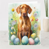 Vizsla Hond met Paaseieren Vakantie Kaart (Voorkant)