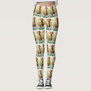 Vizsla-hond met Pasen Eieren Vakantie Leggings