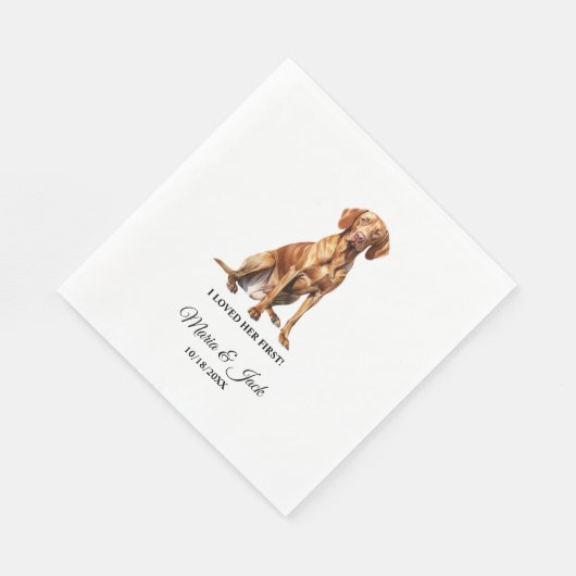 Vizsla Hond Trouwservetten met Foto Servet (Hoek)