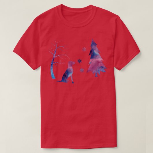 Vizsla Hond Winter Kunst met Sneeuwvlokken T-shirt (Design voorkant)