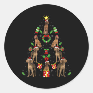 Vizsla-hond Xmas-verlichting Boom Vizsla Kerstmis Ronde Sticker