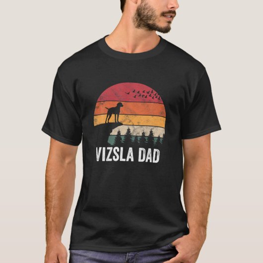 Vizsla Hond Zonsondergang Retro Stijl voor Mannen  T-shirt (Voorkant)