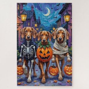 Vizsla-honden gaan langs voor trick-or-treat in Ha Legpuzzel