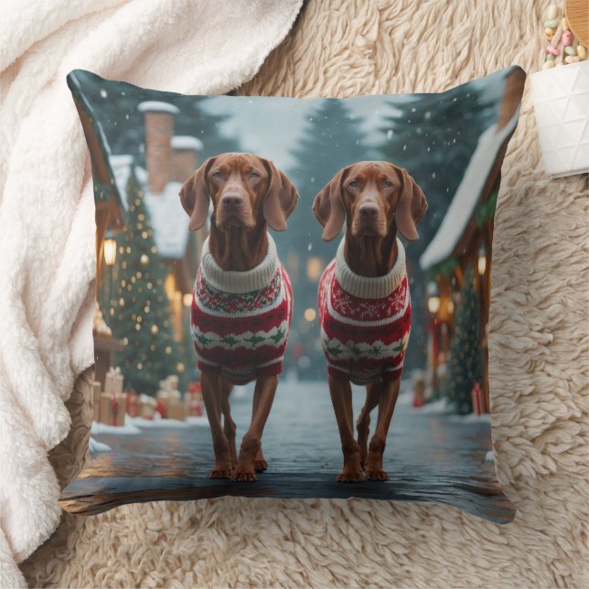 Vizsla Honden Kerst Sneeuw Vakantie Kussen (Deken)