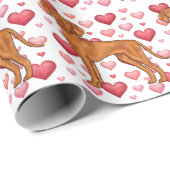 Vizsla hondenliefde met rood en roze harten patroo cadeaupapier (Rol Hoek)