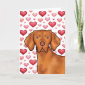 Vizsla hondenliefde met rood en roze harten patroo kaart (Voorkant)