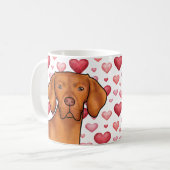 Vizsla hondenliefde met rood en roze harten patroo koffiemok (Voorkant links)