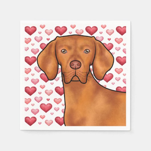 Vizsla hondenliefde met rood en roze harten patroo servet (Voorkant)