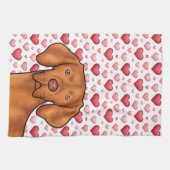 Vizsla hondenliefde met rood en roze harten patroo theedoek (Horizontaal)