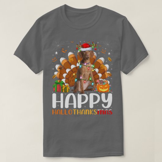Vizsla Hondenliefhebber Halloween KerstHappy Hooth T-shirt (Design voorkant)