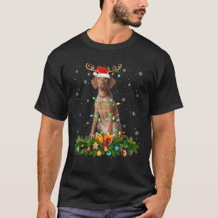 Vizsla Hondenliefhebber Reindeer Santa Hat Vizsla T-shirt