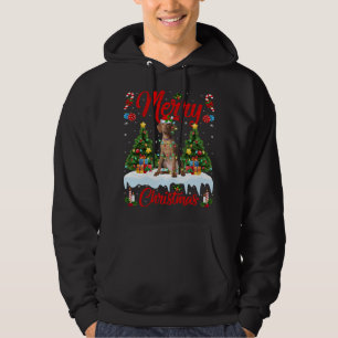 Vizsla Hondenliefhebber Xmas Lighting Santa Hat Vi Hoodie