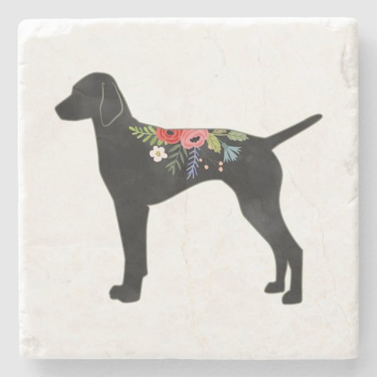 Vizsla Hondenras Boho Foral Silhouette Stone Coast Stenen Onderzetter (Voorkant)
