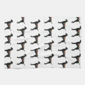 Vizsla Hondenras Boho Foral Silhouette Theedoek (Horizontaal)