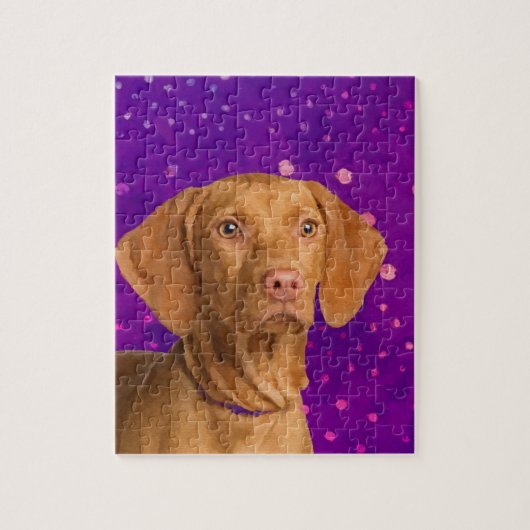 Vizsla - Hongaarse aanwijzerpupil op paars Legpuzzel (Verticaal)
