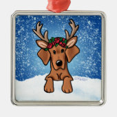 Vizsla Hound Reindeer Metal Ornament (Voorkant)
