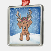 Vizsla Hound Reindeer Metal Ornament (Links)