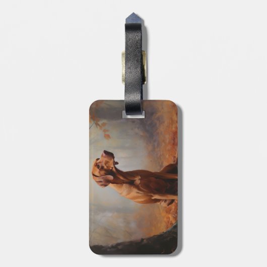 Vizsla in Herfst laat Herfst inspireren Bagagelabel (Achterkant verticaal)