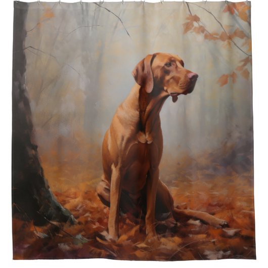 Vizsla in Herfst laat Herfst inspireren Douchegordijn (Voorkant)