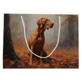 Vizsla in Herfst laat Herfst inspireren Groot Cadeauzakje (Achterkant)