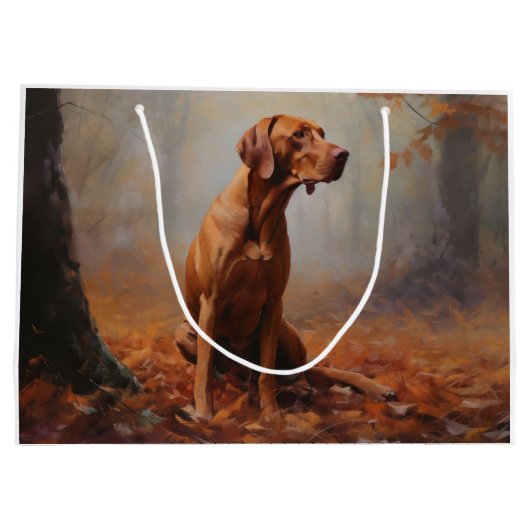 Vizsla in Herfst laat Herfst inspireren Groot Cadeauzakje (Achterkant)