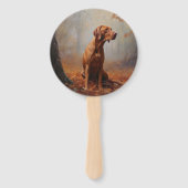 Vizsla in Herfst laat Herfst inspireren Handwaaier (Achterkant)