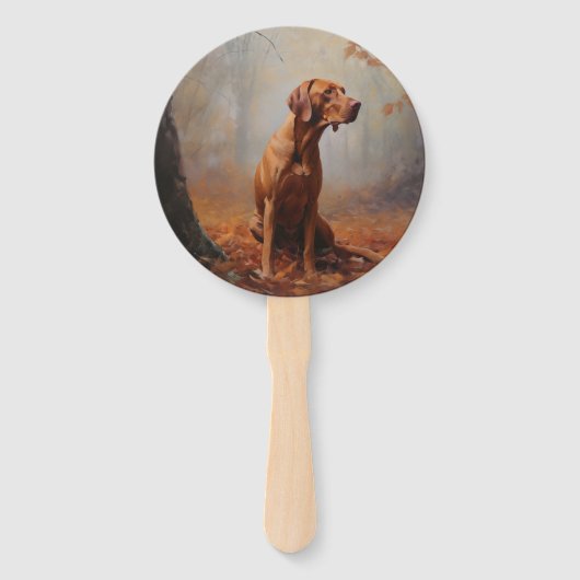 Vizsla in Herfst laat Herfst inspireren Handwaaier (Voorkant)