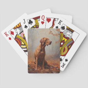Vizsla in Herfst laat Herfst inspireren Pokerkaarten