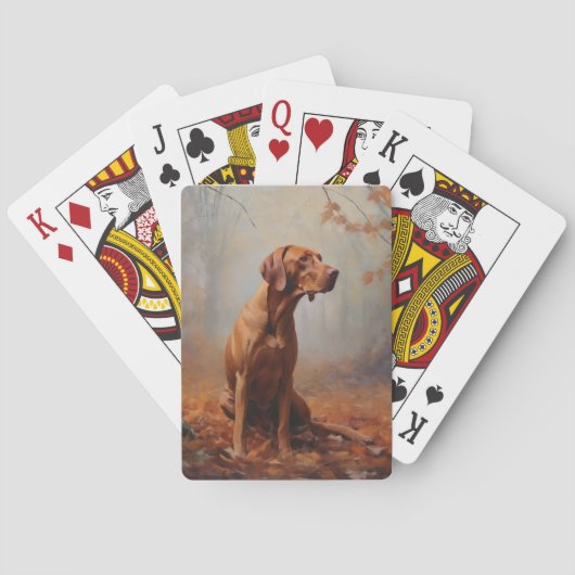 Vizsla in Herfst laat Herfst inspireren Pokerkaarten (Achterkant)