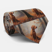 Vizsla in Herfst laat Herfst inspireren Stropdas (Opgerold)