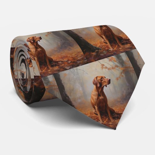 Vizsla in Herfst laat Herfst inspireren Stropdas (Opgerold)
