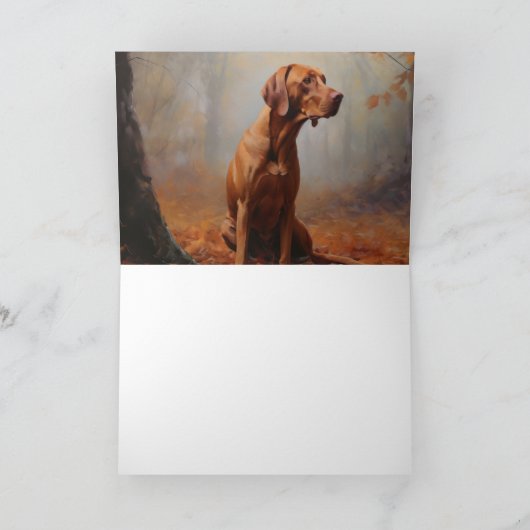 Vizsla in herfstbladeren val inspireert kaart (Binnen)